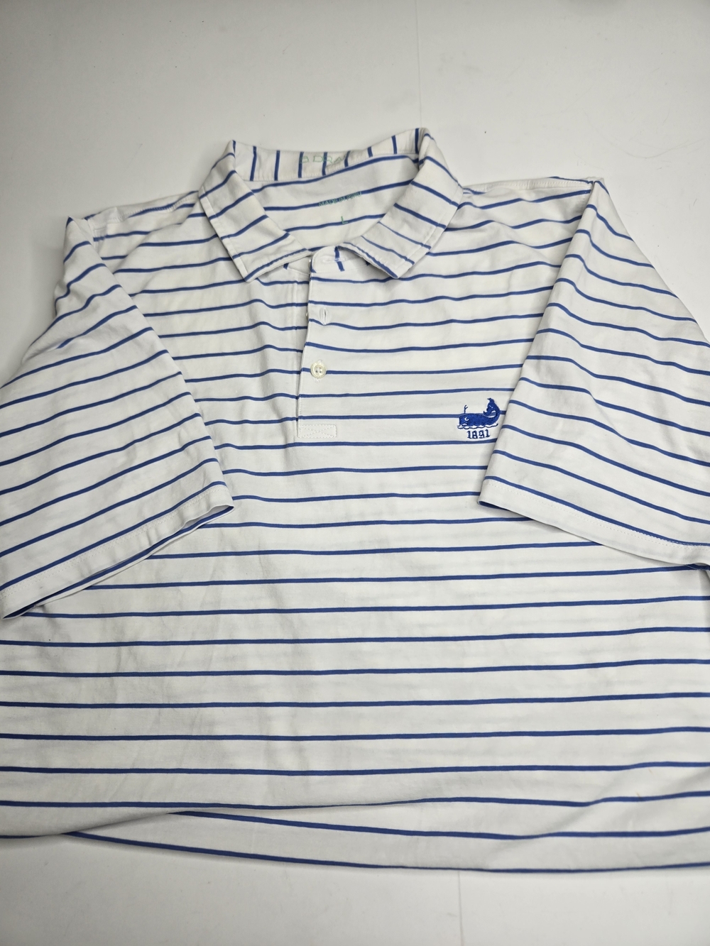 Men's Maidstone Golf Club 1891 White Polo with Blue Stripes